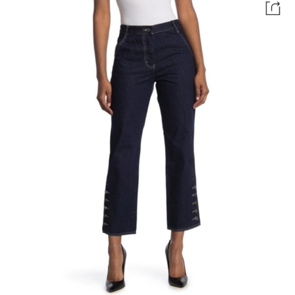 High Waisted Button Cuff Jeans Size 10